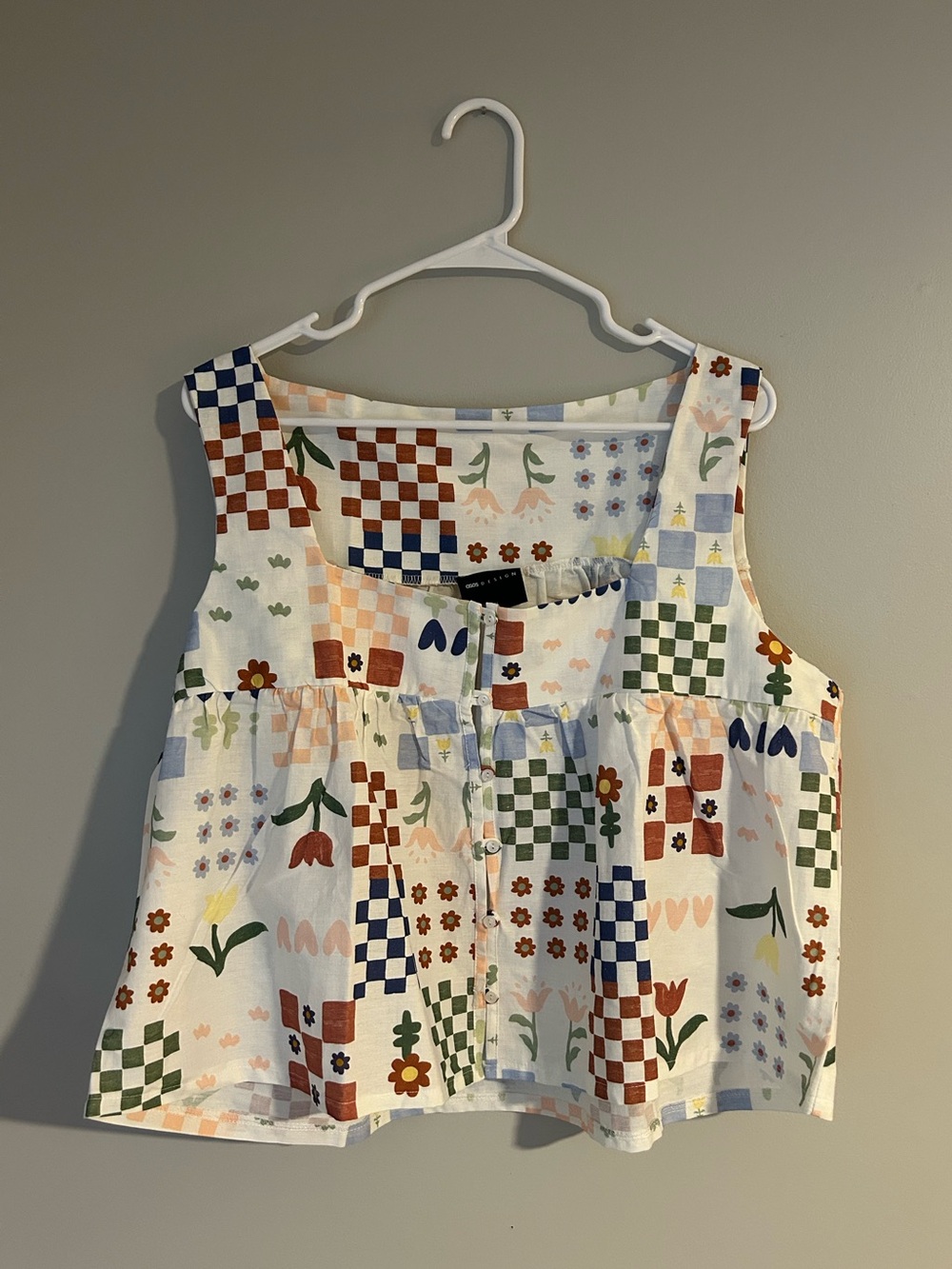 NWOT ASOS DESIGN baby doll cami top in tile print - Size 12/L - Picture 3 of 6